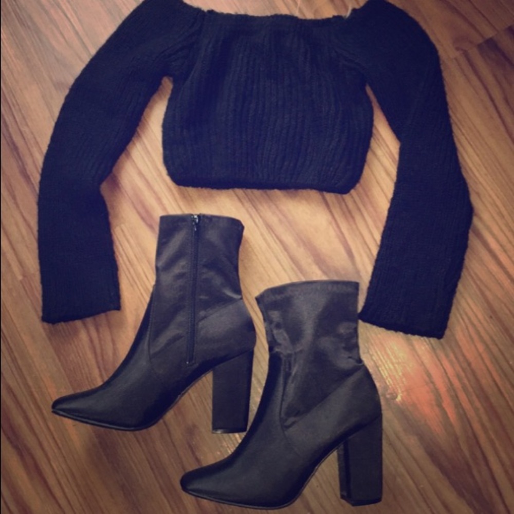 Black Satin Ankle Booties 💕